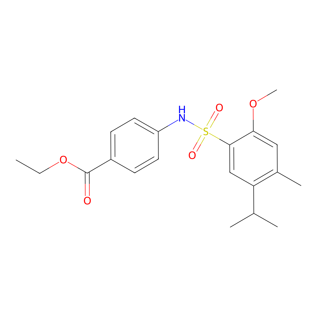 Ethyl 4-[2-methoxy-4-methyl-5-(propan-2-yl)benzenesulfonamido]benzoate molecular structure, CAS 838250-90-1