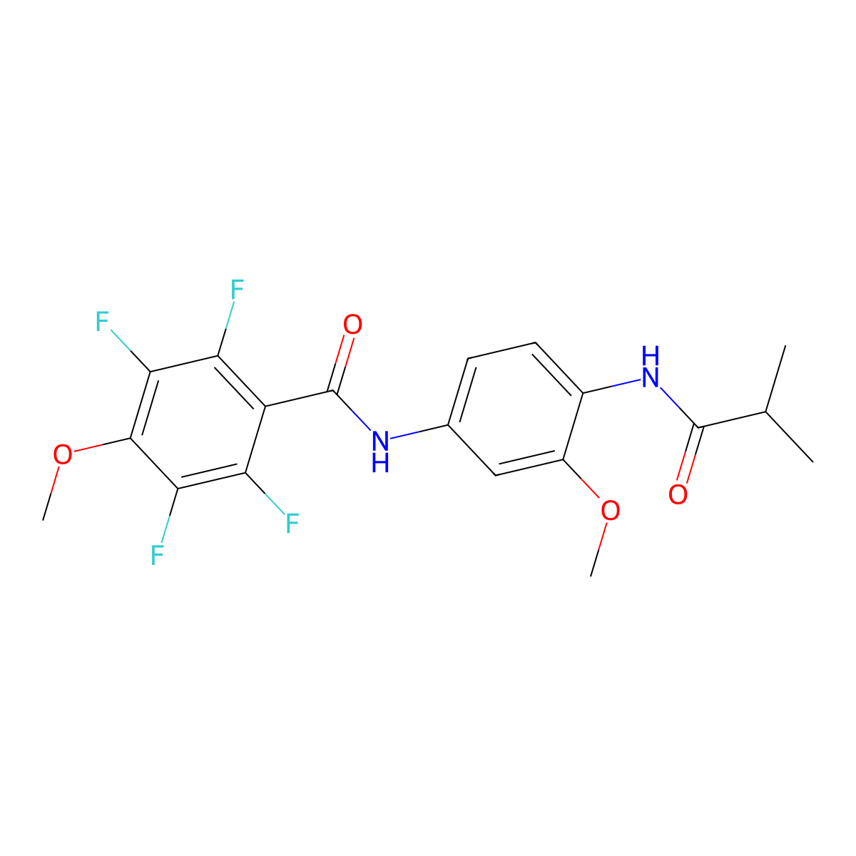 2,3,5,6-tetrafluoro-4-methoxy-N-[3-methoxy-4-(2-methylpropanoylamino)phenyl]benzamide molecular structure, CAS 838251-01-7