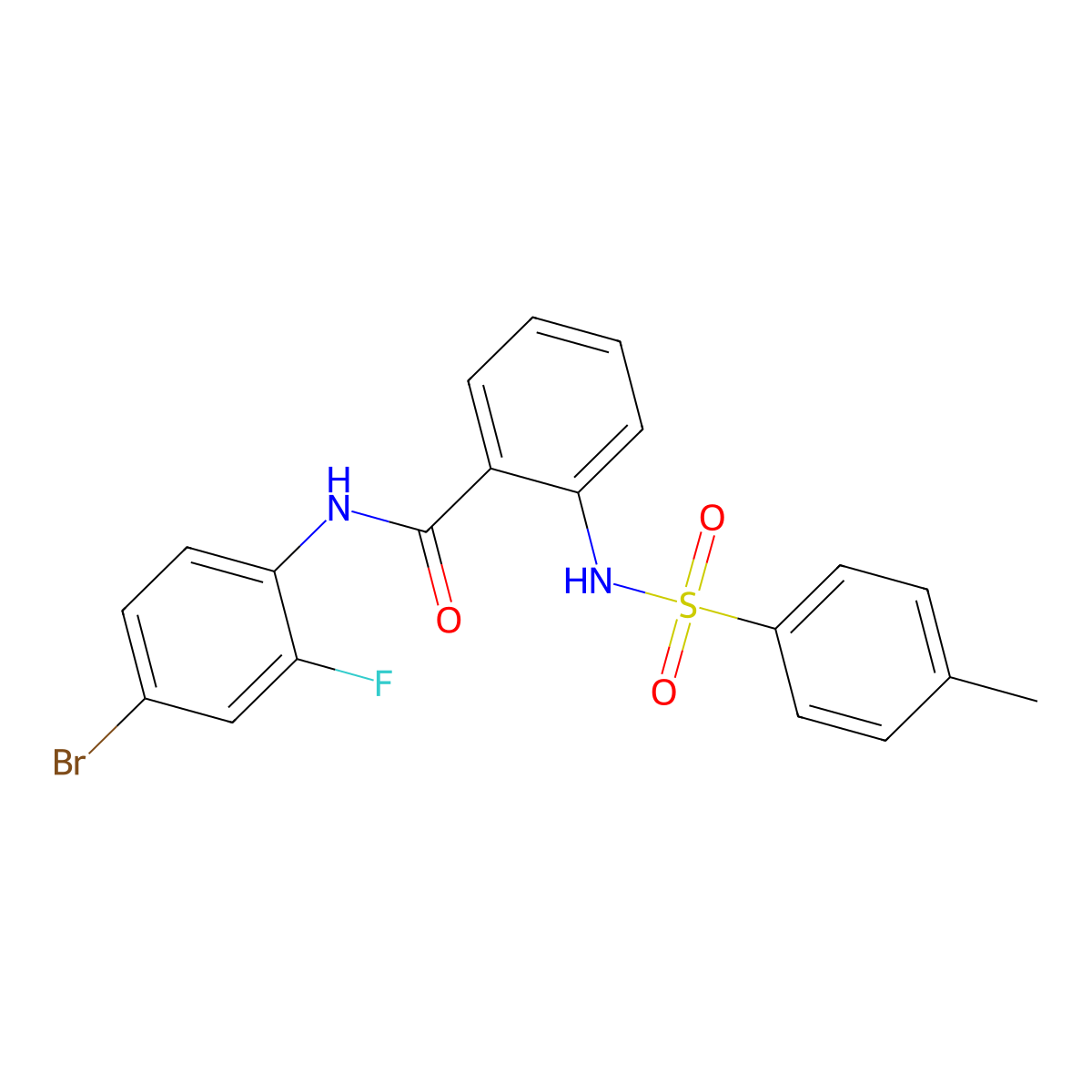 N-(4-bromo-2-fluorophenyl)-2-[(4-methylphenyl)sulfonylamino]benzamide molecular structure, CAS 838252-47-4