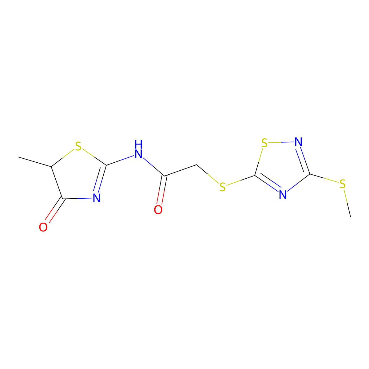 N-(5-methyl-4-oxo-1,3-thiazol-2-yl)-2-[(3-methylsulfanyl-1,2,4-thiadiazol-5-yl)sulfanyl]acetamide molecular structure, CAS 838252-56-5