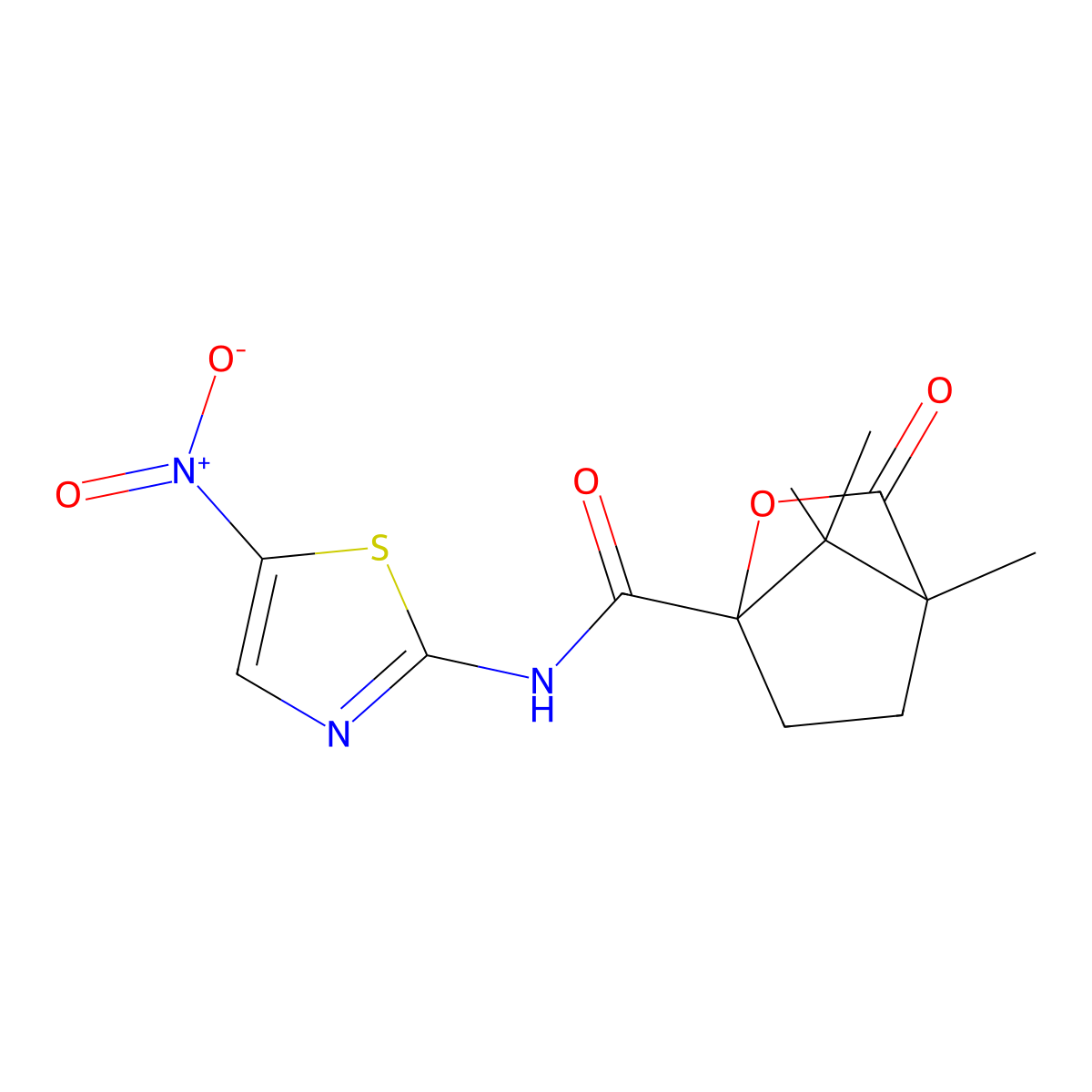 1,7,7-trimethyl-N-(5-nitro-1,3-thiazol-2-yl)-2-oxo-3-oxabicyclo[2.2.1]heptane-4-carboxamide molecular structure, CAS 838255-91-7