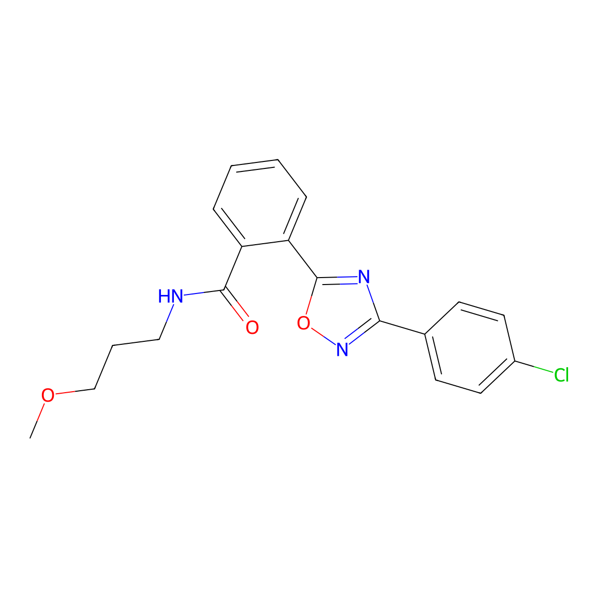 2-[3-(4-chlorophenyl)-1,2,4-oxadiazol-5-yl]-N-(3-methoxypropyl)benzamide molecular structure, CAS 838257-10-6