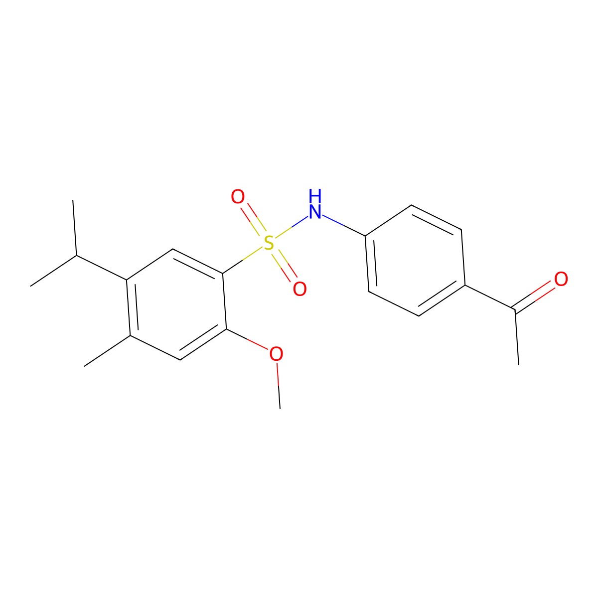 N-(4-acetylphenyl)-2-methoxy-4-methyl-5-(propan-2-yl)benzenesulfonamide molecular structure, CAS 838257-89-9