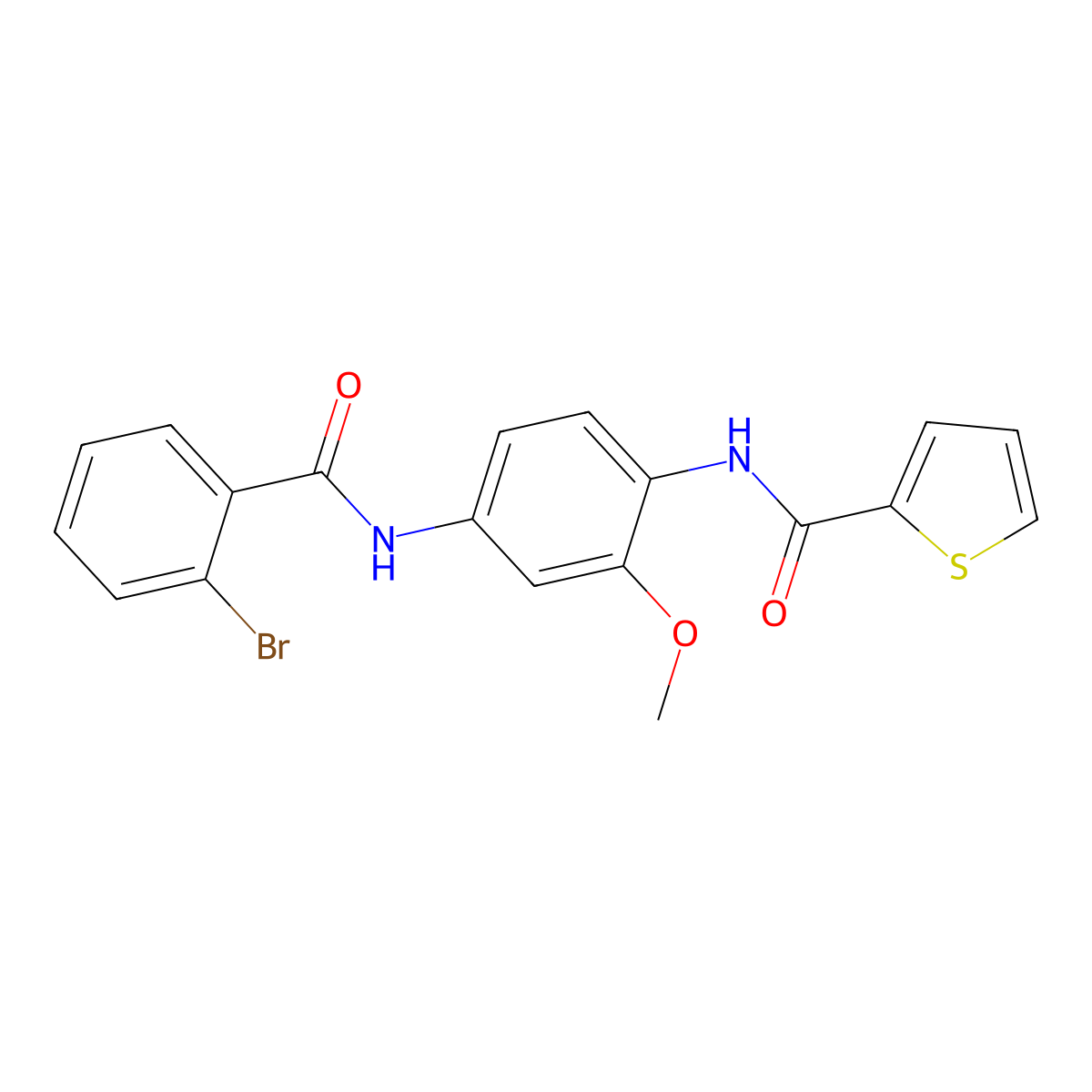 N-[4-[(2-bromobenzoyl)amino]-2-methoxyphenyl]thiophene-2-carboxamide molecular structure, CAS 838260-60-9