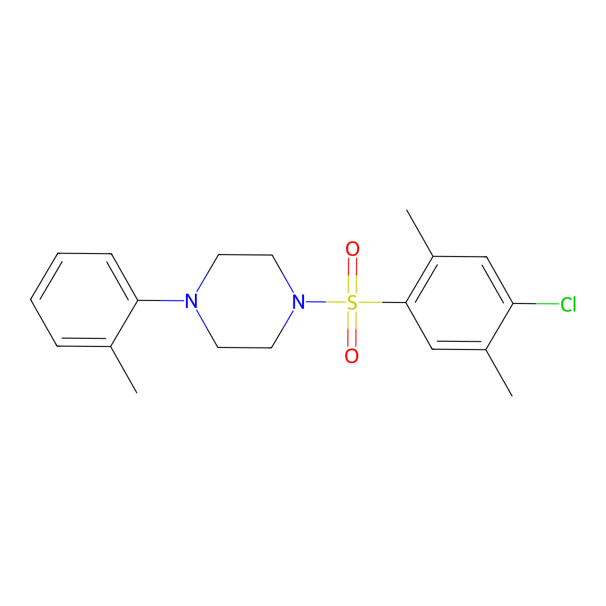 1-(4-Chloro-2,5-dimethylbenzenesulfonyl)-4-(2-methylphenyl)piperazine molecular structure, CAS 838262-15-0