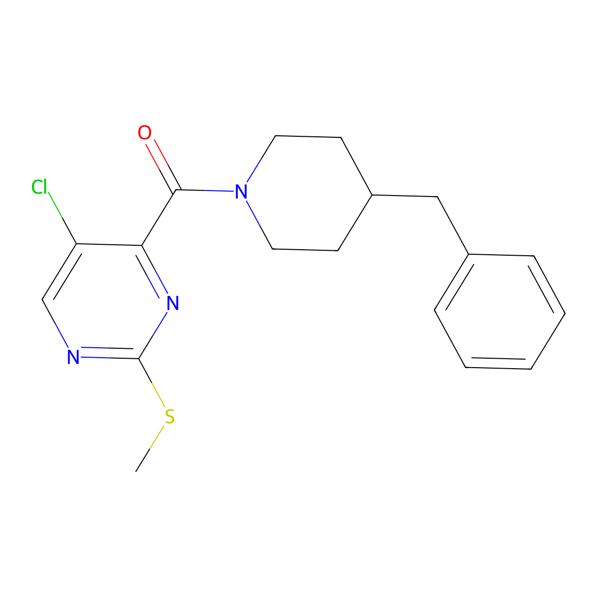 4-(4-Benzylpiperidine-1-carbonyl)-5-chloro-2-(methylsulfanyl)pyrimidine molecular structure, CAS 838265-44-4