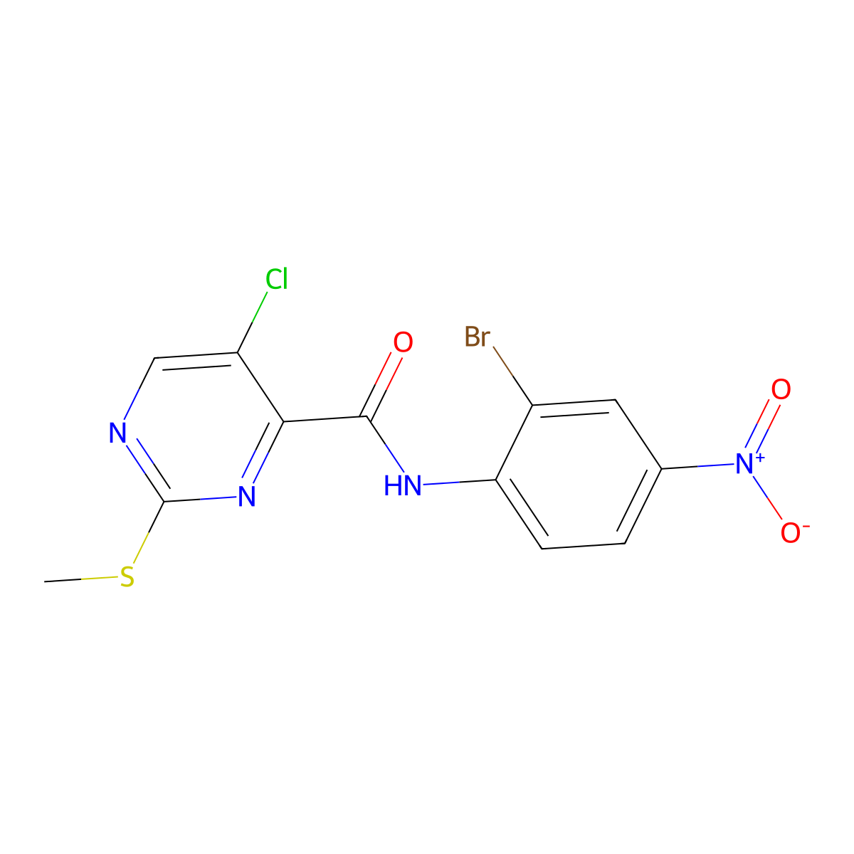 N-(2-bromo-4-nitrophenyl)-5-chloro-2-methylsulfanylpyrimidine-4-carboxamide molecular structure, CAS 838266-99-2