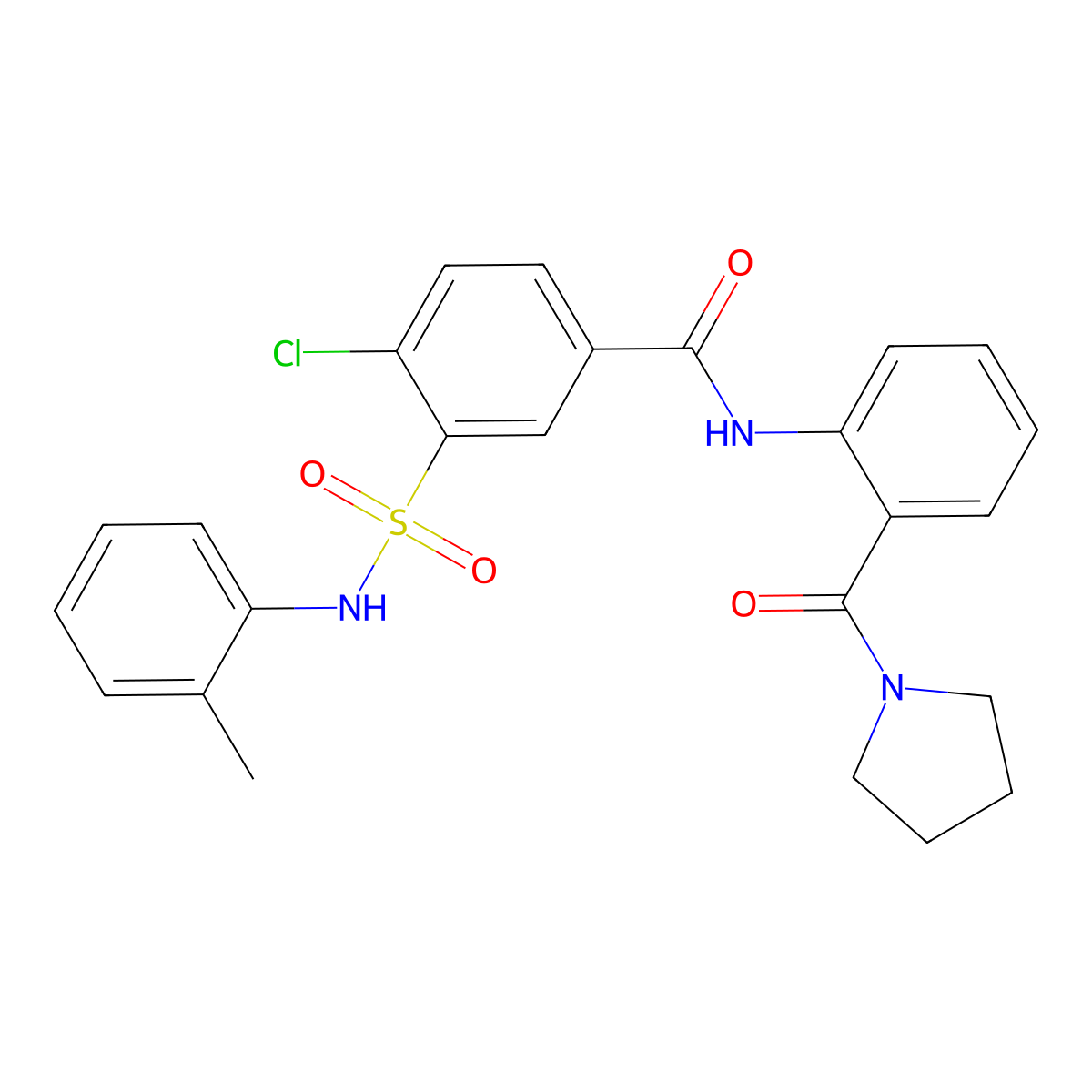 4-chloro-3-[(2-methylphenyl)sulfamoyl]-N-[2-(pyrrolidine-1-carbonyl)phenyl]benzamide molecular structure, CAS 838268-25-0