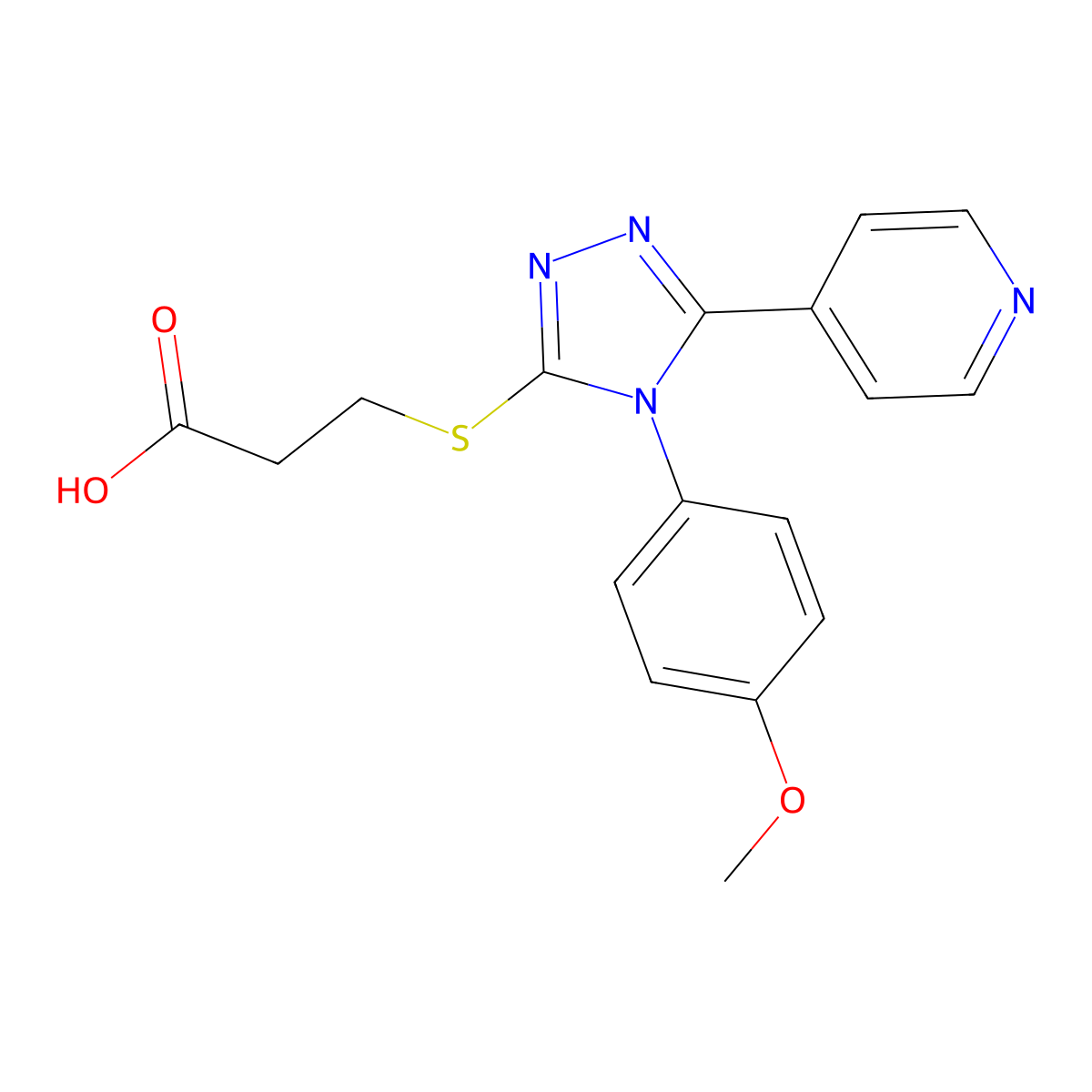 3-{[4-(4-methoxyphenyl)-5-(pyridin-4-yl)-4H-1,2,4-triazol-3-yl]sulfanyl}propanoic acid molecular structure, CAS 838268-47-6