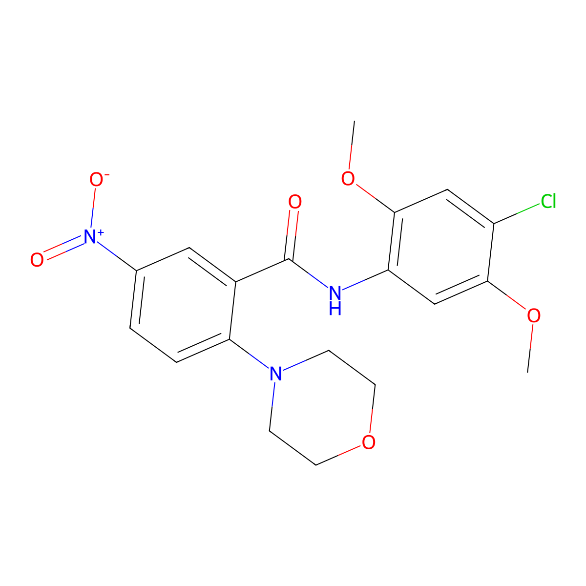N-(4-chloro-2,5-dimethoxyphenyl)-2-morpholin-4-yl-5-nitrobenzamide molecular structure, CAS 838268-93-2