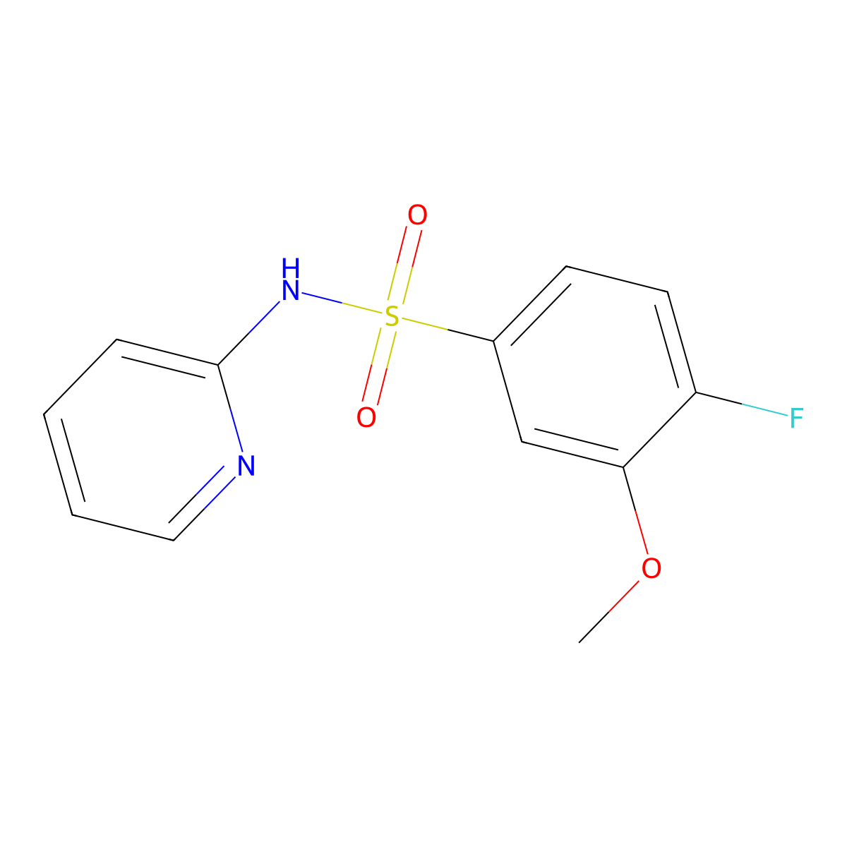 4-fluoro-3-methoxy-N-(2-pyridinyl)benzenesulfonamide molecular structure, CAS 838270-28-3