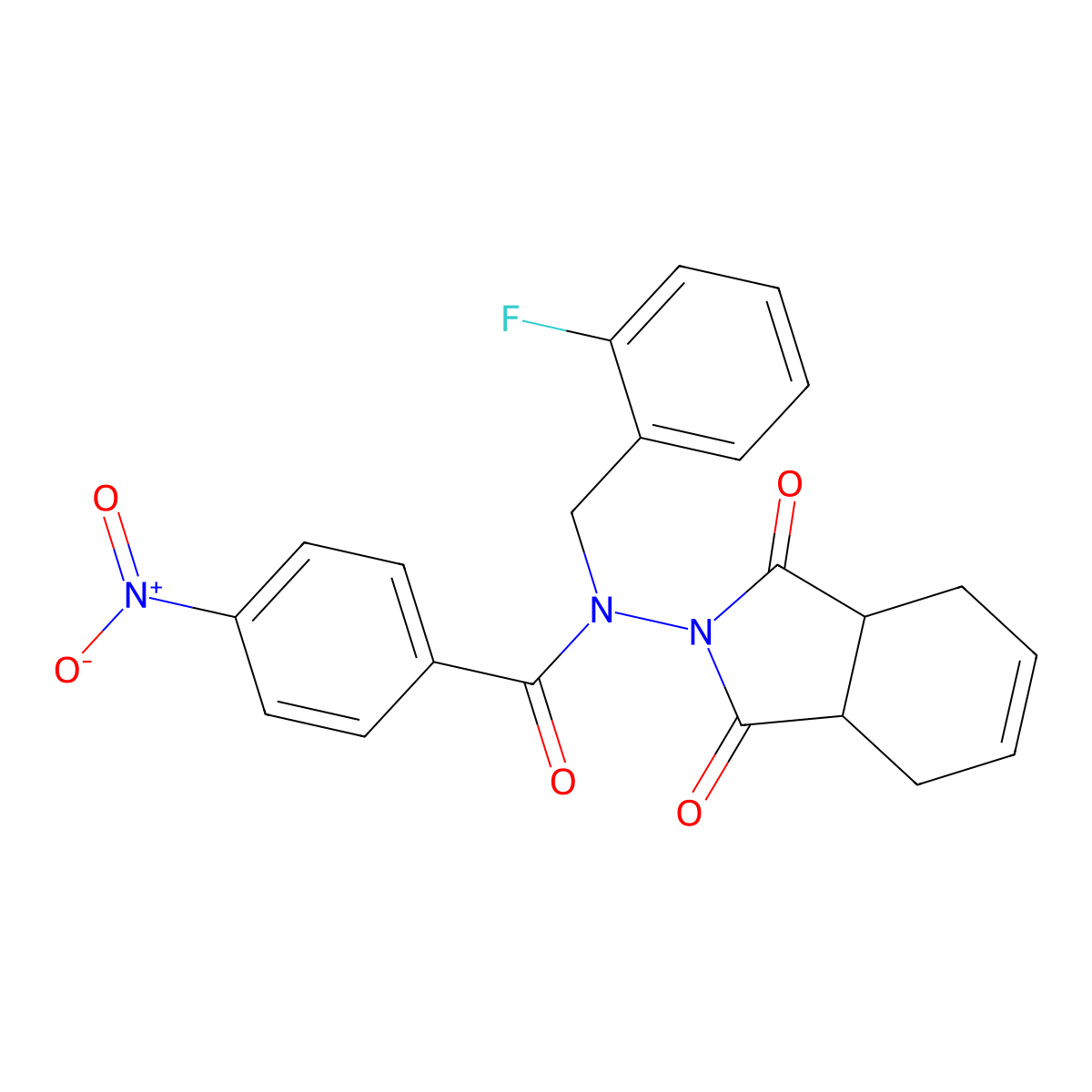 N-(1,3-dioxo-3a,4,7,7a-tetrahydroisoindol-2-yl)-N-[(2-fluorophenyl)methyl]-4-nitrobenzamide molecular structure, CAS 838272-63-2