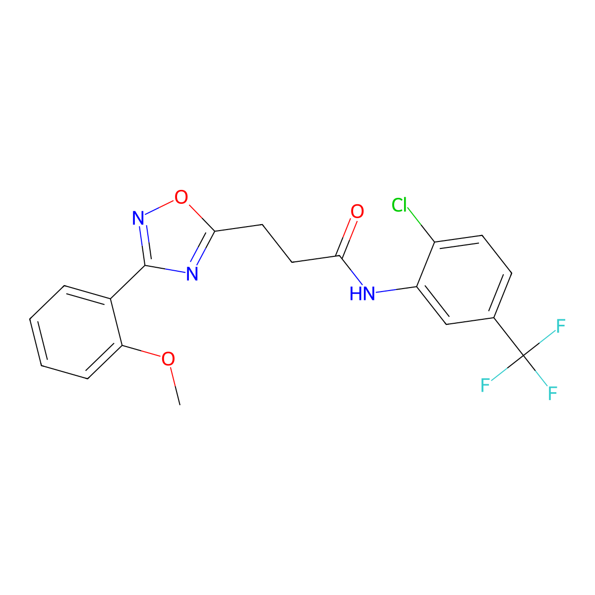 N-[2-chloro-5-(trifluoromethyl)phenyl]-3-[3-(2-methoxyphenyl)-1,2,4-oxadiazol-5-yl]propanamide molecular structure, CAS 838273-39-5