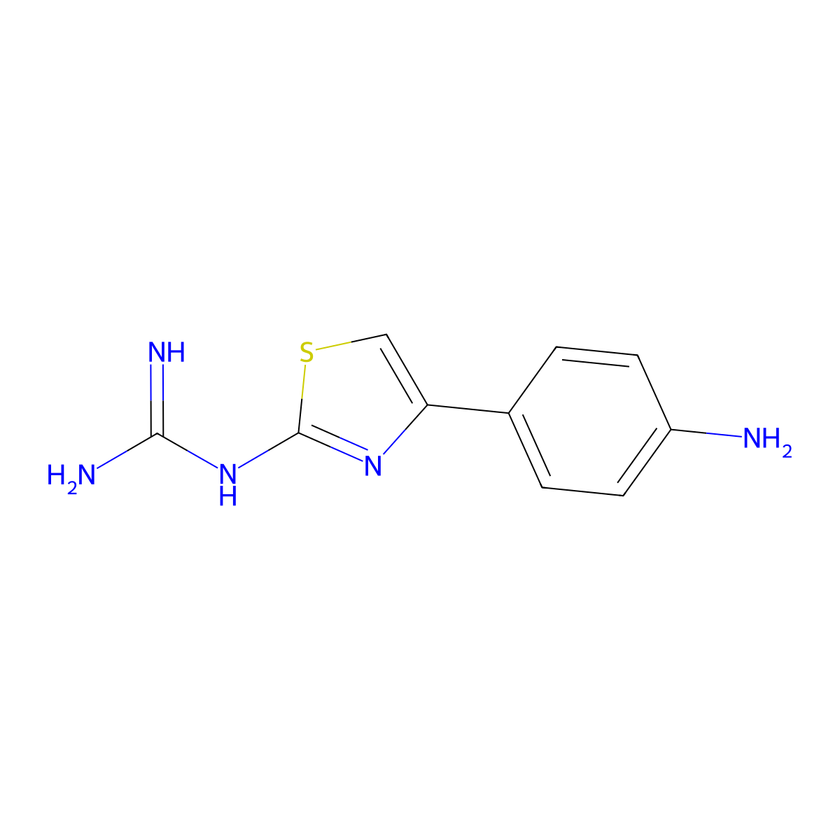 N''-[4-(4-Aminophenyl)-1,3-thiazol-2-yl]guanidine molecular structure, CAS 83831-31-6
