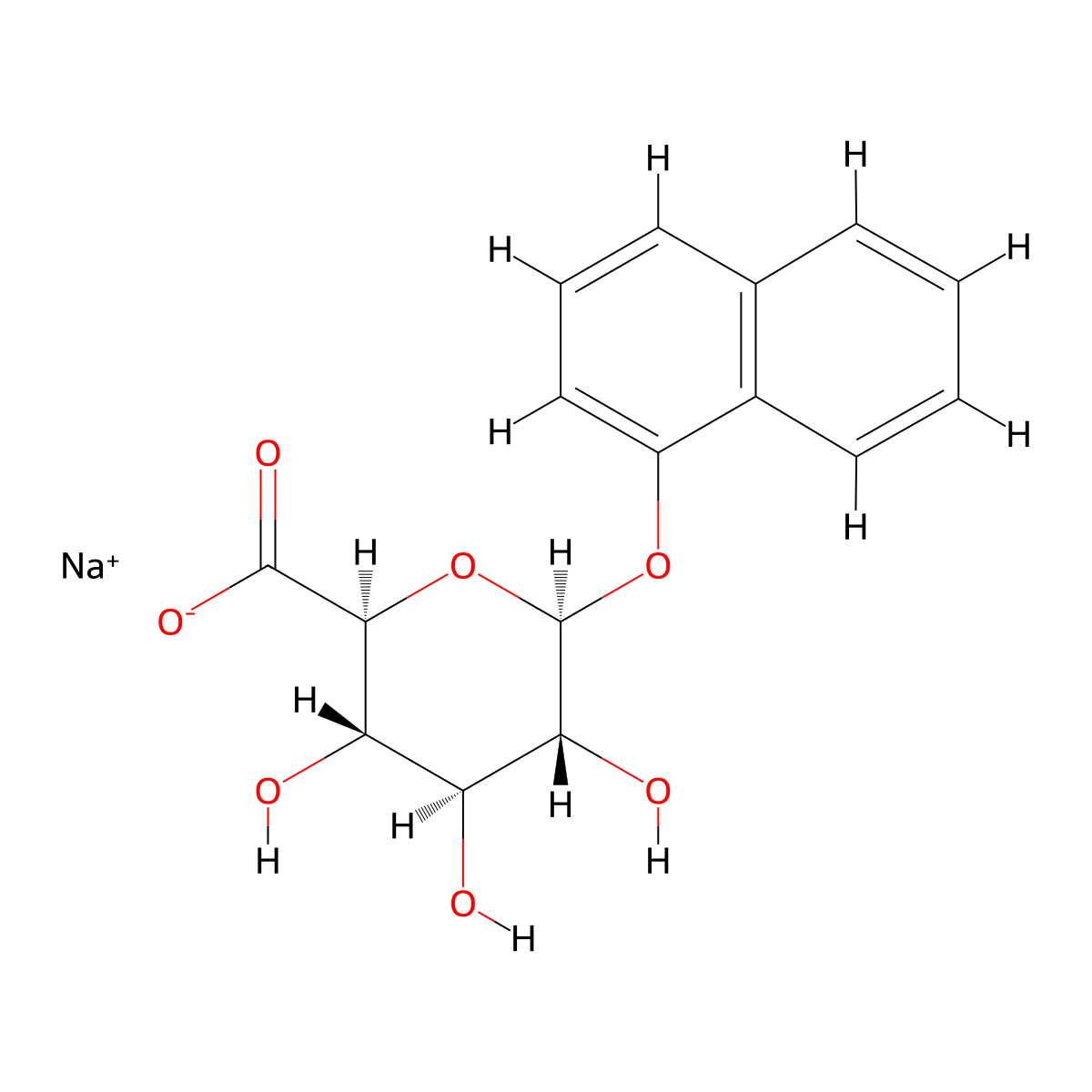 Sodium (2S,3S,4S,5R,6S)-3,4,5-trihydroxy-6-(naphthalen-1-yloxy)tetrahydro-2H-pyran-2-carboxylate molecular structure, CAS 83833-12-9