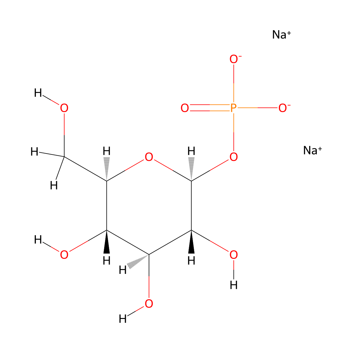 beta-D-Glucopyranose, 1-(dihydrogen phosphate), disodium salt molecular structure, CAS 83833-15-2