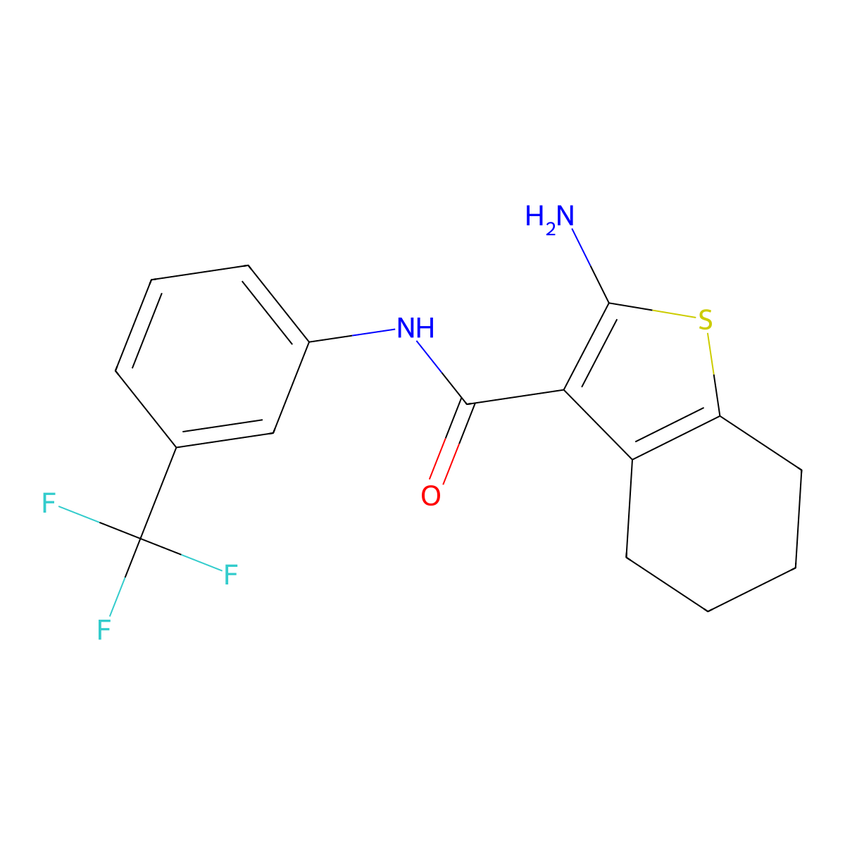 2-amino-N-[3-(trifluoromethyl)phenyl]-4,5,6,7-tetrahydro-1-benzothiophene-3-carboxamide molecular structure, CAS 83836-33-3