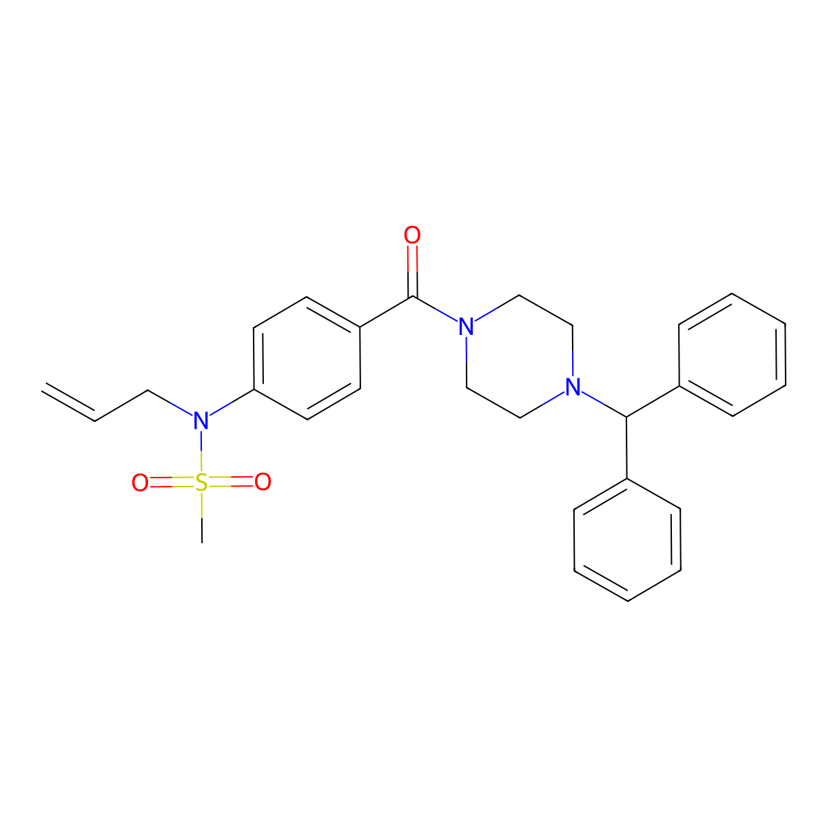 N-[4-(4-benzhydrylpiperazine-1-carbonyl)phenyl]-N-prop-2-enylmethanesulfonamide molecular structure, CAS 838379-55-8