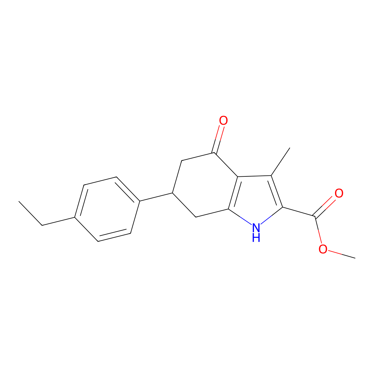 methyl 6-(4-ethylphenyl)-3-methyl-4-oxo-4,5,6,7-tetrahydro-1H-indole-2-carboxylate molecular structure, CAS 838380-55-5