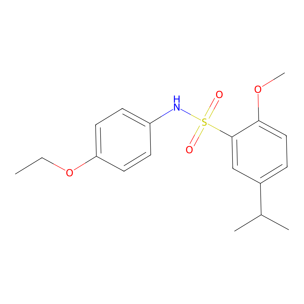 N-(4-ethoxyphenyl)-2-methoxy-5-(propan-2-yl)benzenesulfonamide molecular structure, CAS 838381-24-1