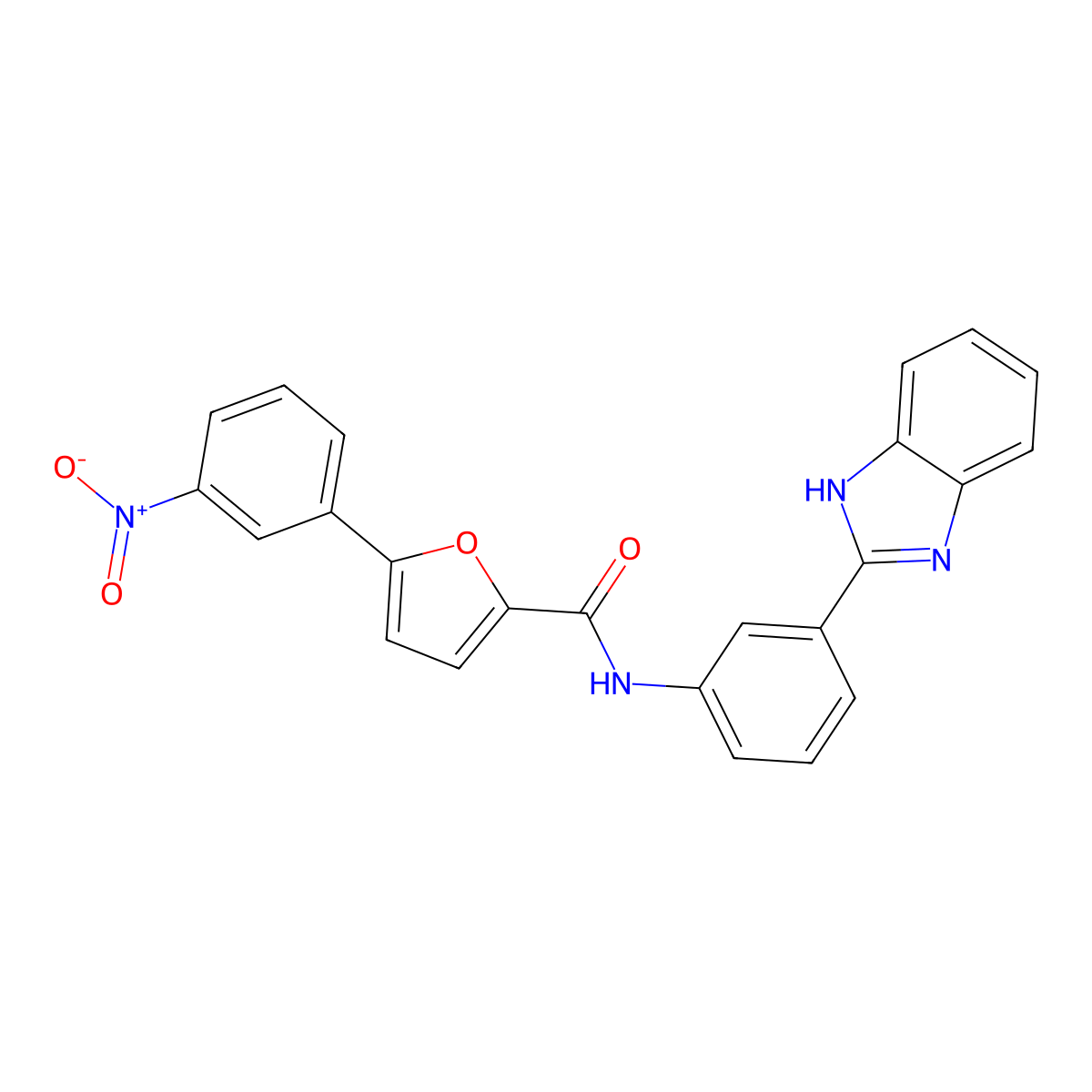 N-[3-(1H-benzimidazol-2-yl)phenyl]-5-(3-nitrophenyl)furan-2-carboxamide molecular structure, CAS 838381-89-8