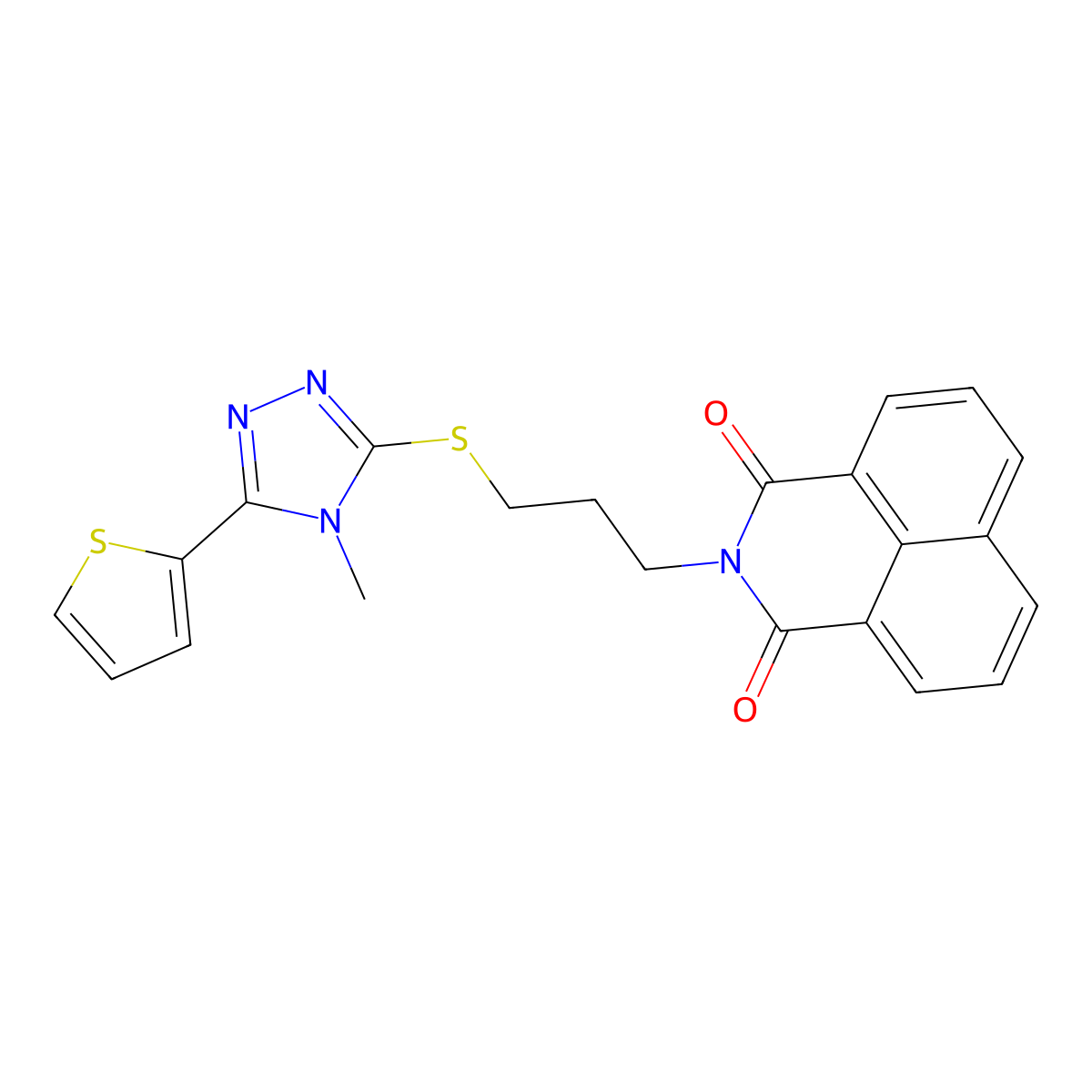 2-[3-[(4-Methyl-5-thiophen-2-yl-1,2,4-triazol-3-yl)sulfanyl]propyl]benzo[de]isoquinoline-1,3-dione molecular structure, CAS 838381-98-9