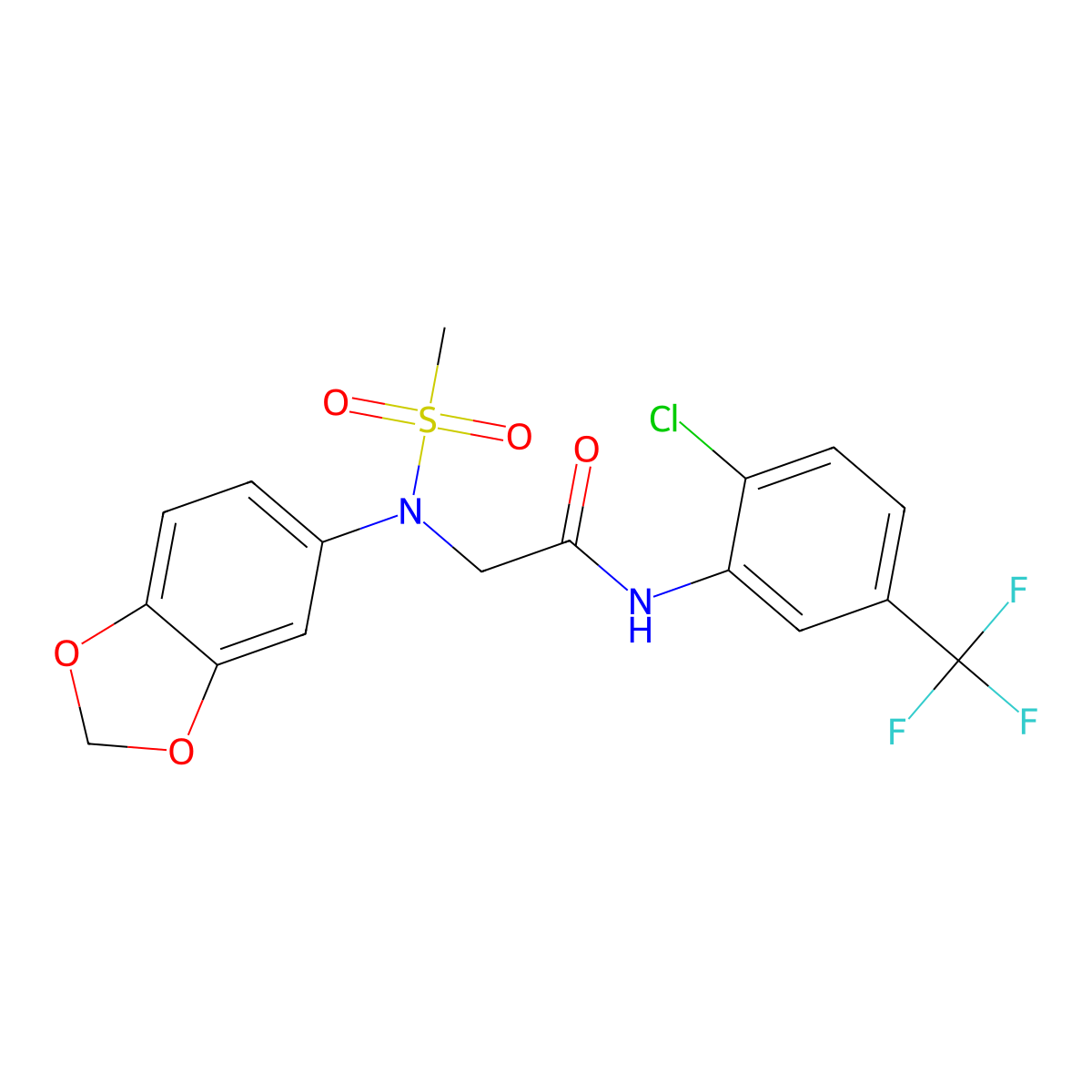 2-[1,3-benzodioxol-5-yl(methylsulfonyl)amino]-N-[2-chloro-5-(trifluoromethyl)phenyl]acetamide molecular structure, CAS 838382-65-3