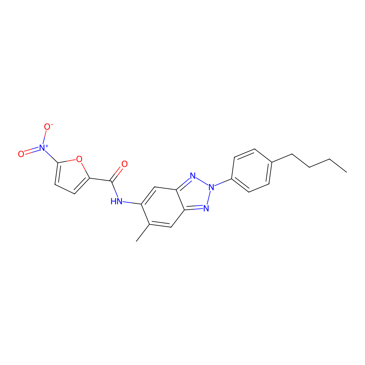 N-[2-(4-butylphenyl)-6-methylbenzotriazol-5-yl]-5-nitrofuran-2-carboxamide molecular structure, CAS 838384-33-1