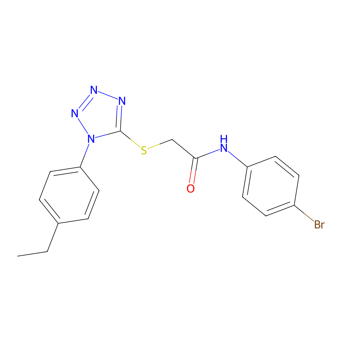 N-(4-bromophenyl)-2-[1-(4-ethylphenyl)tetrazol-5-yl]sulfanylacetamide molecular structure, CAS 838384-82-0