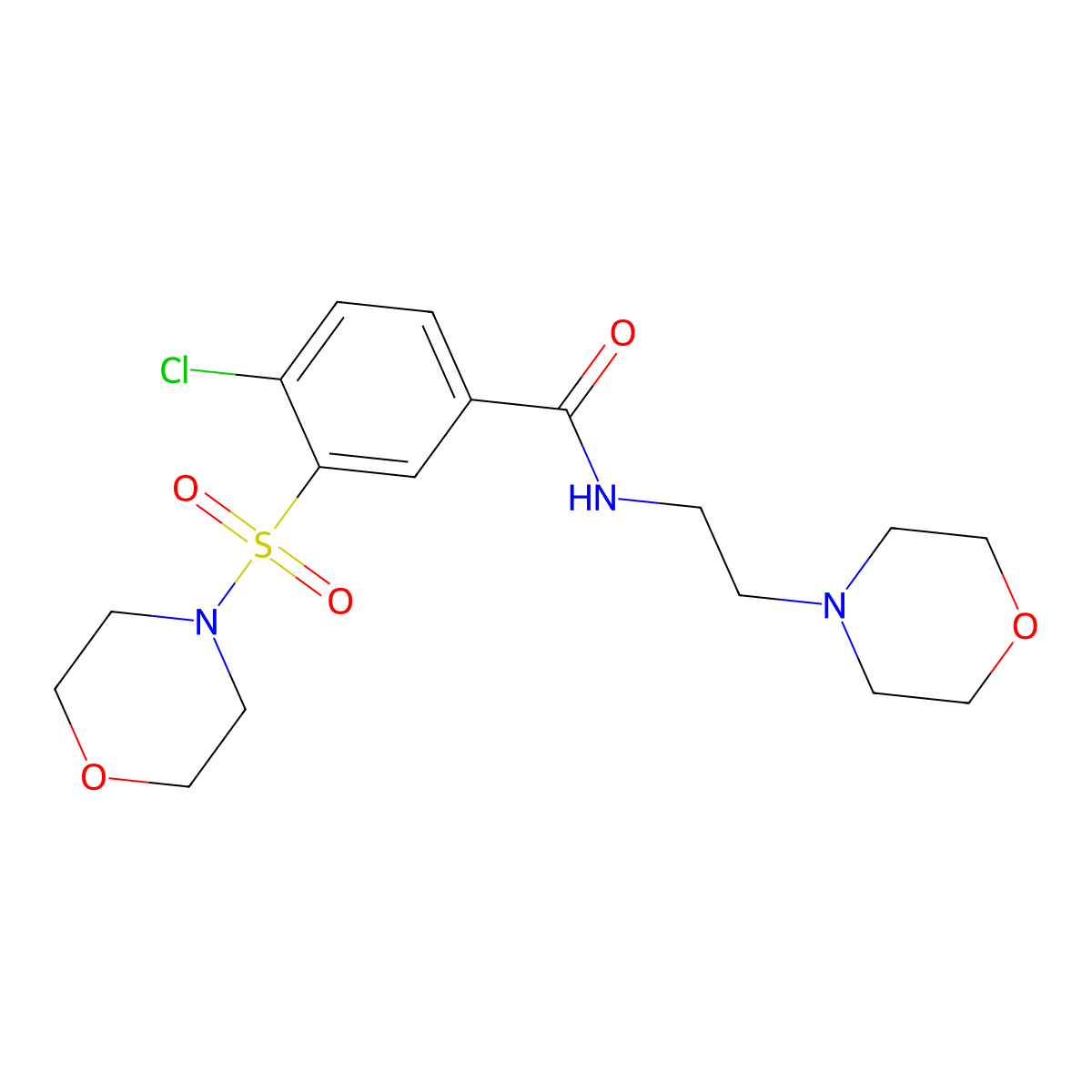 4-chloro-N-(2-morpholin-4-ylethyl)-3-morpholin-4-ylsulfonylbenzamide molecular structure, CAS 838386-62-2