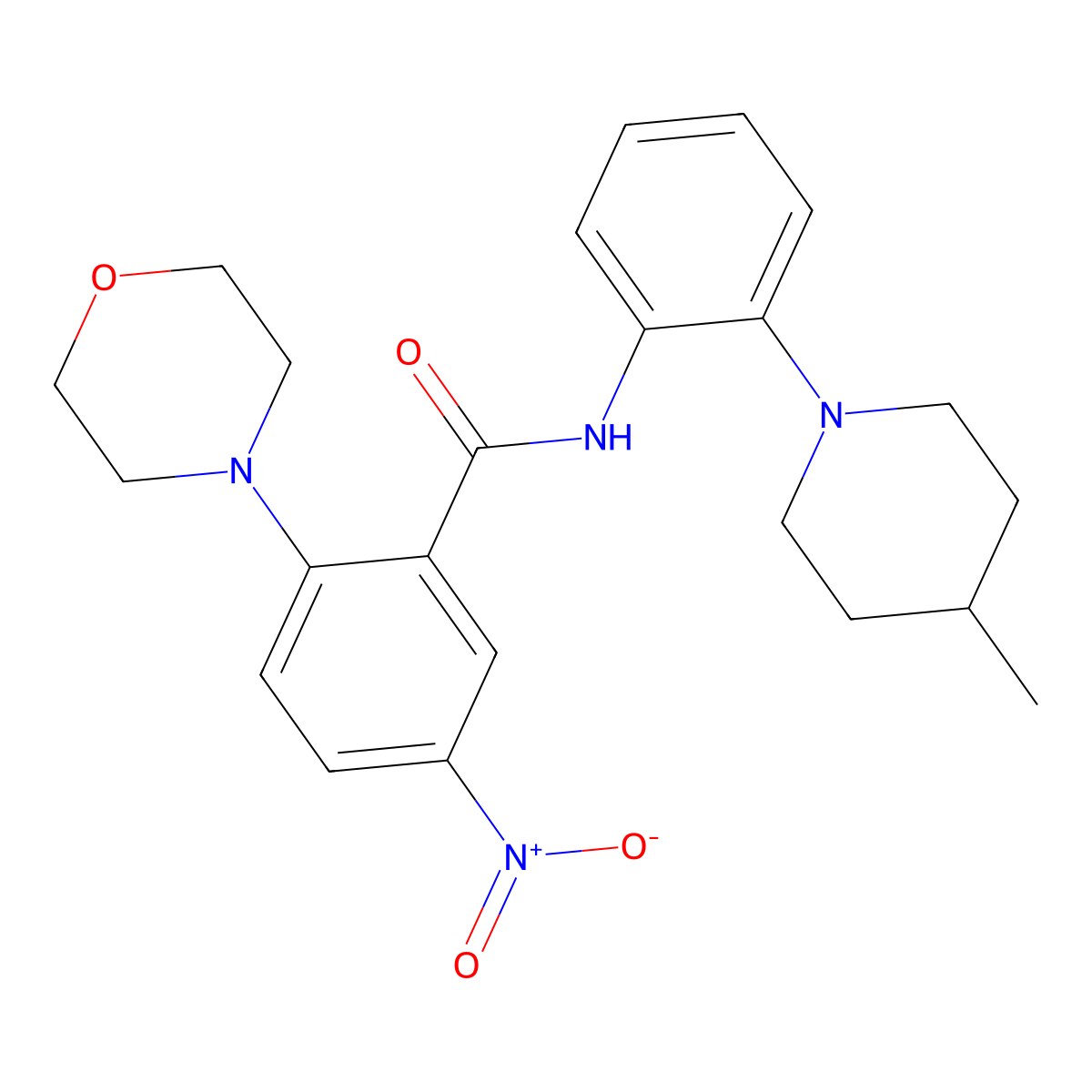N-[2-(4-methylpiperidin-1-yl)phenyl]-2-morpholin-4-yl-5-nitrobenzamide molecular structure, CAS 838387-47-6