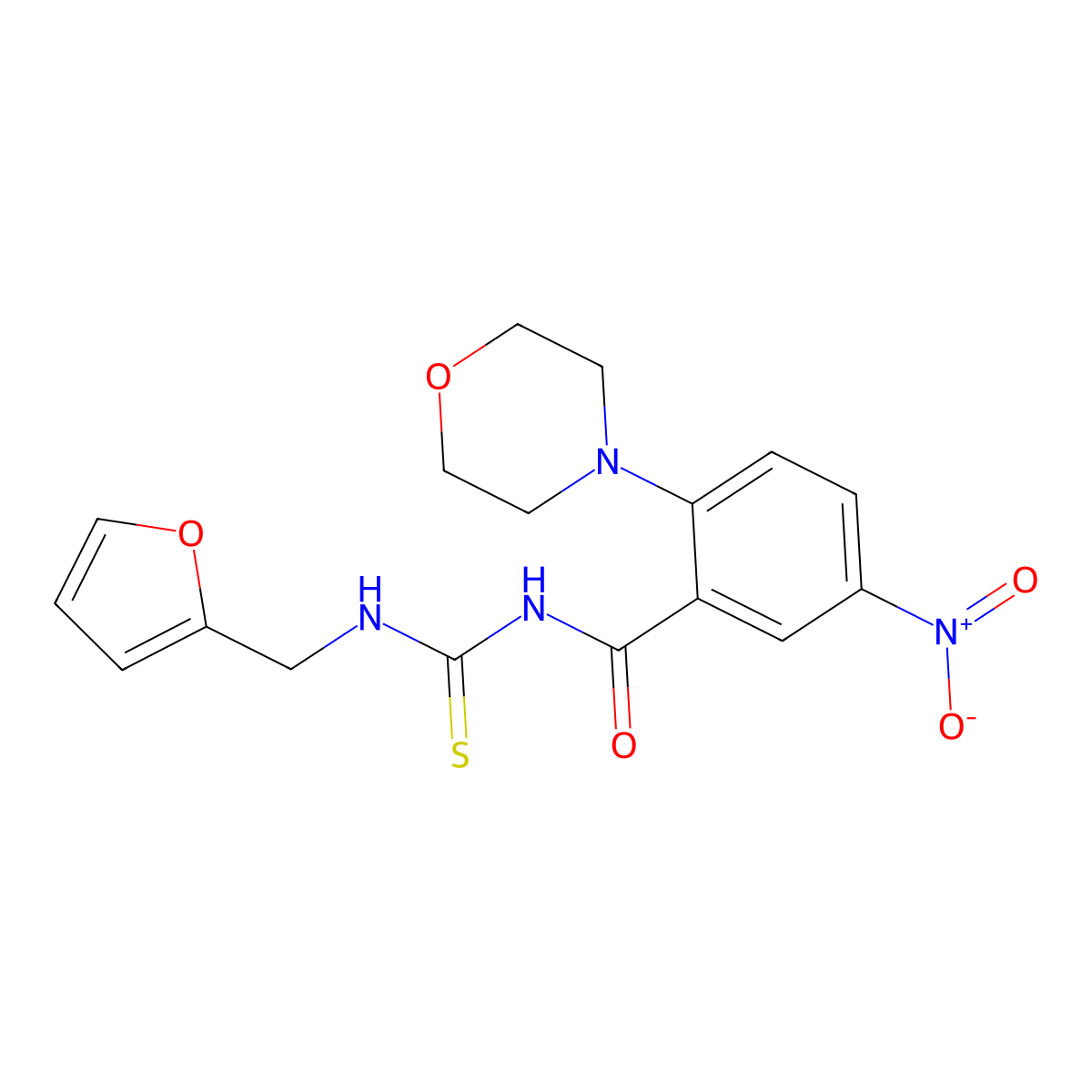 N-(furan-2-ylmethylcarbamothioyl)-2-morpholin-4-yl-5-nitrobenzamide molecular structure, CAS 838388-32-2