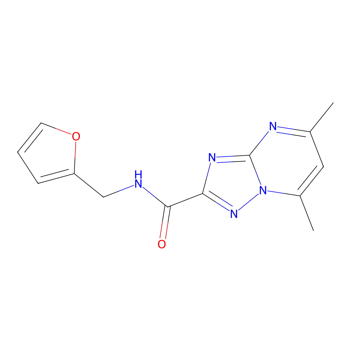 N-(furan-2-ylmethyl)-5,7-dimethyl-[1,2,4]triazolo[1,5-a]pyrimidine-2-carboxamide molecular structure, CAS 838388-76-4