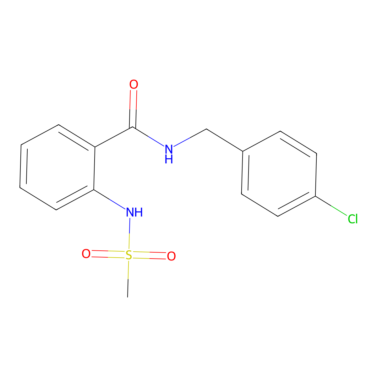 N-(4-chlorobenzyl)-2-[(methylsulfonyl)amino]benzamide molecular structure, CAS 838390-09-3
