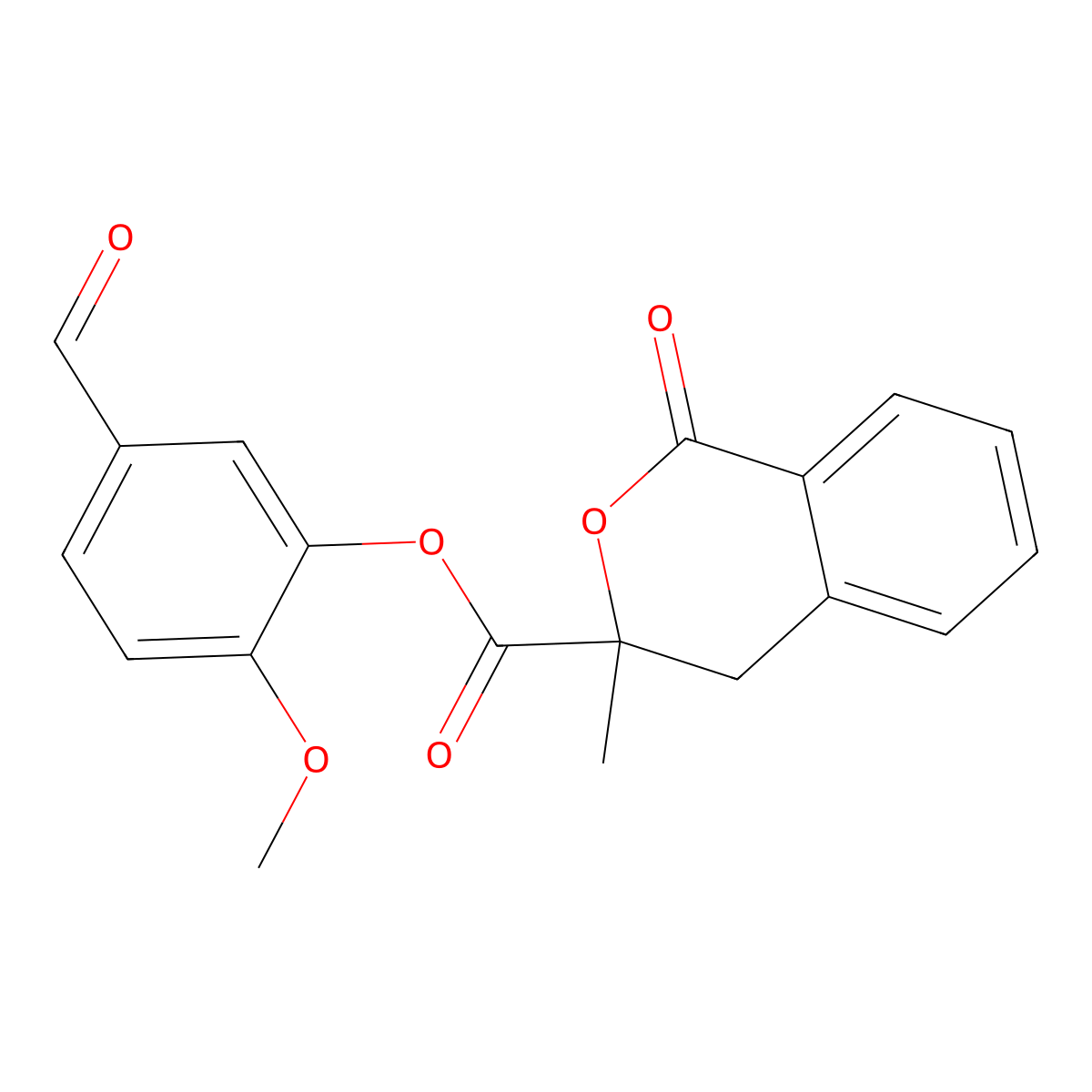 5-formyl-2-methoxyphenyl 3-methyl-1-oxo-3,4-dihydro-1H-isochromene-3-carboxylate molecular structure, CAS 838391-05-2