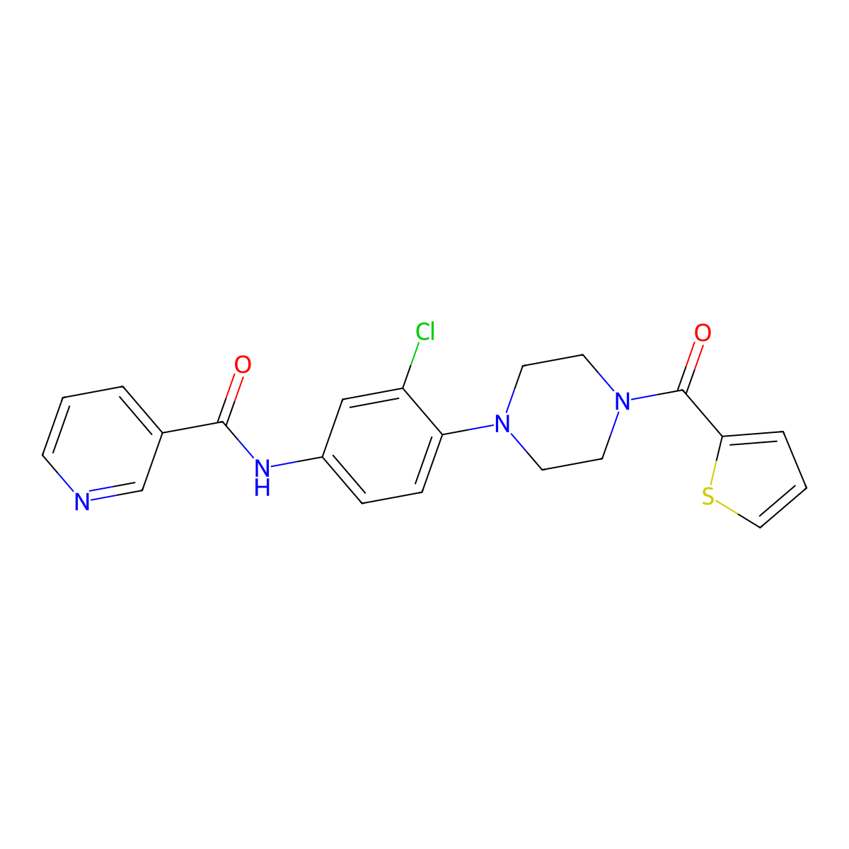 N-[3-chloro-4-[4-(thiophene-2-carbonyl)piperazin-1-yl]phenyl]pyridine-3-carboxamide molecular structure, CAS 838392-47-5
