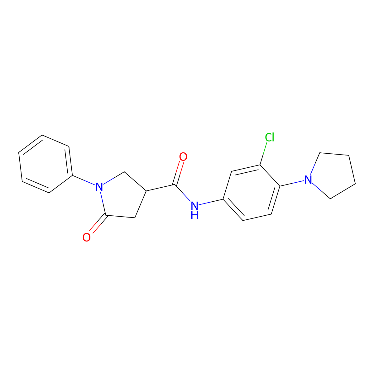 N-(3-chloro-4-pyrrolidin-1-ylphenyl)-5-oxo-1-phenylpyrrolidine-3-carboxamide molecular structure, CAS 838395-16-7