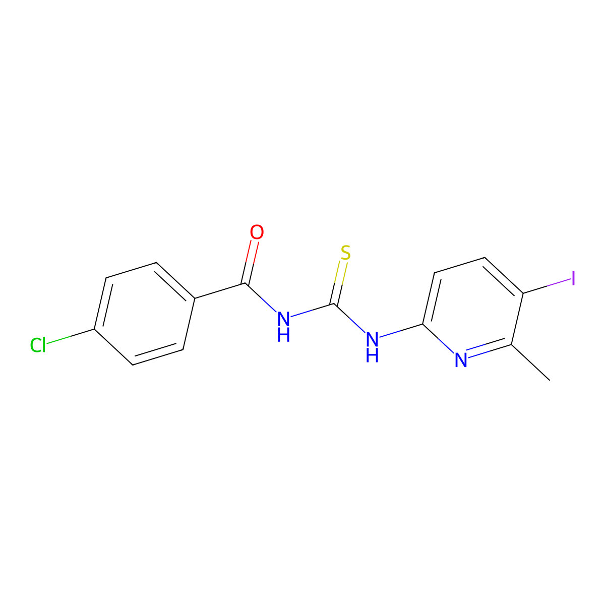 N-(4-chlorobenzoyl)-N'-(5-iodo-6-methyl-2-pyridinyl)thiourea molecular structure, CAS 838396-43-3