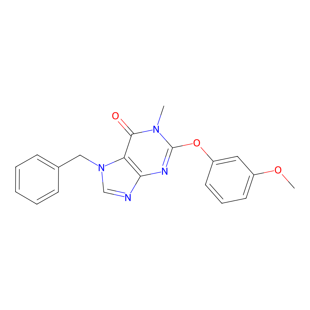 7-benzyl-2-(3-methoxyphenoxy)-1-methyl-1,7-dihydro-6H-purin-6-one molecular structure, CAS 838396-99-9