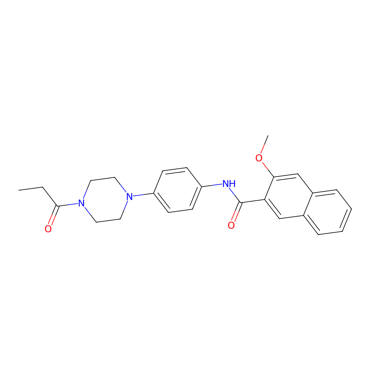 3-methoxy-N-[4-(4-propanoylpiperazin-1-yl)phenyl]naphthalene-2-carboxamide molecular structure, CAS 838397-68-5