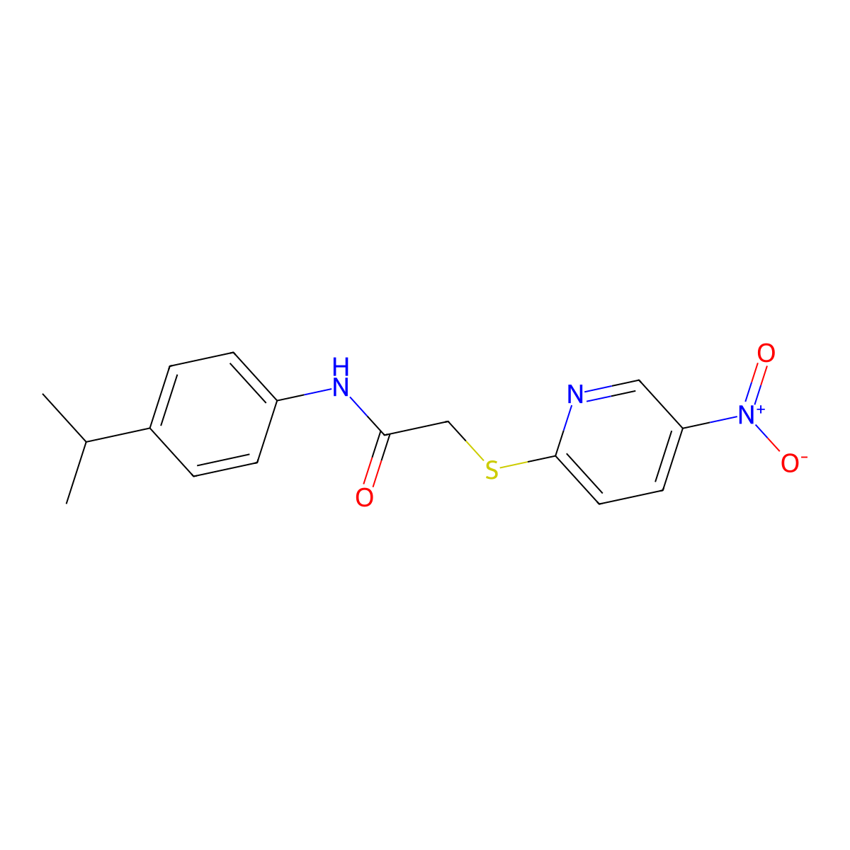 2-(5-nitropyridin-2-yl)sulfanyl-N-(4-propan-2-ylphenyl)acetamide molecular structure, CAS 838397-94-7