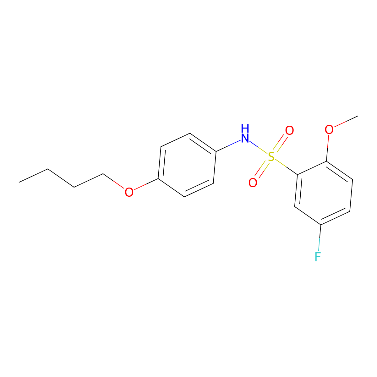 N-(4-butoxyphenyl)-5-fluoro-2-methoxybenzenesulfonamide molecular structure, CAS 838399-08-9