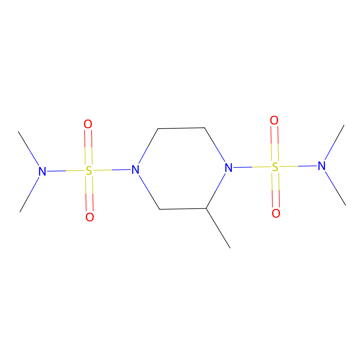 N,N,N',N',2-pentamethyl-1,4-piperazinedisulfonamide molecular structure, CAS 838400-69-4