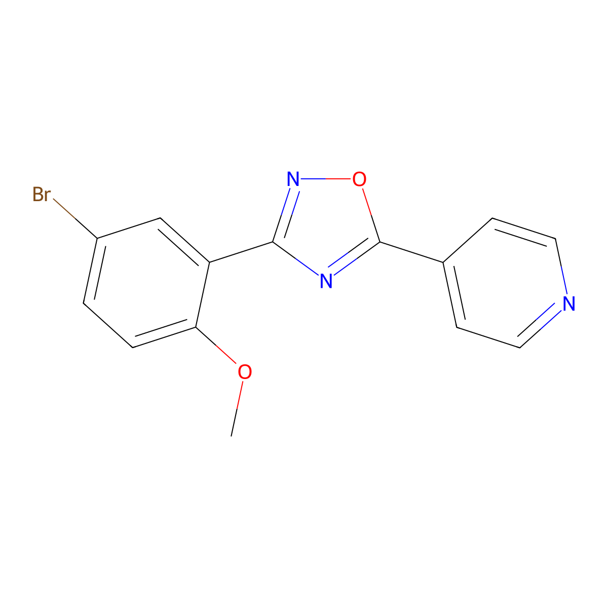 3-(5-Bromo-2-methoxyphenyl)-5-pyridin-4-yl-1,2,4-oxadiazole molecular structure, CAS 838402-50-9