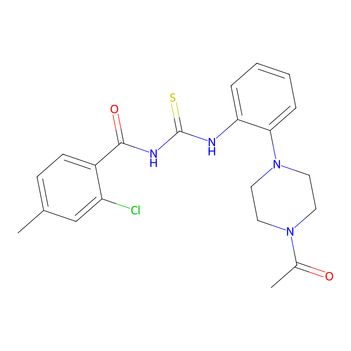 N-[[2-(4-acetylpiperazin-1-yl)phenyl]carbamothioyl]-2-chloro-4-methylbenzamide molecular structure, CAS 838402-96-3