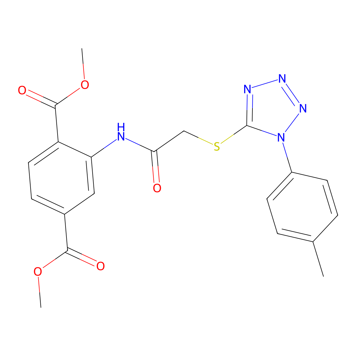 dimethyl 2-[({[1-(4-methylphenyl)-1H-tetrazol-5-yl]sulfanyl}acetyl)amino]benzene-1,4-dicarboxylate molecular structure, CAS 838403-62-6