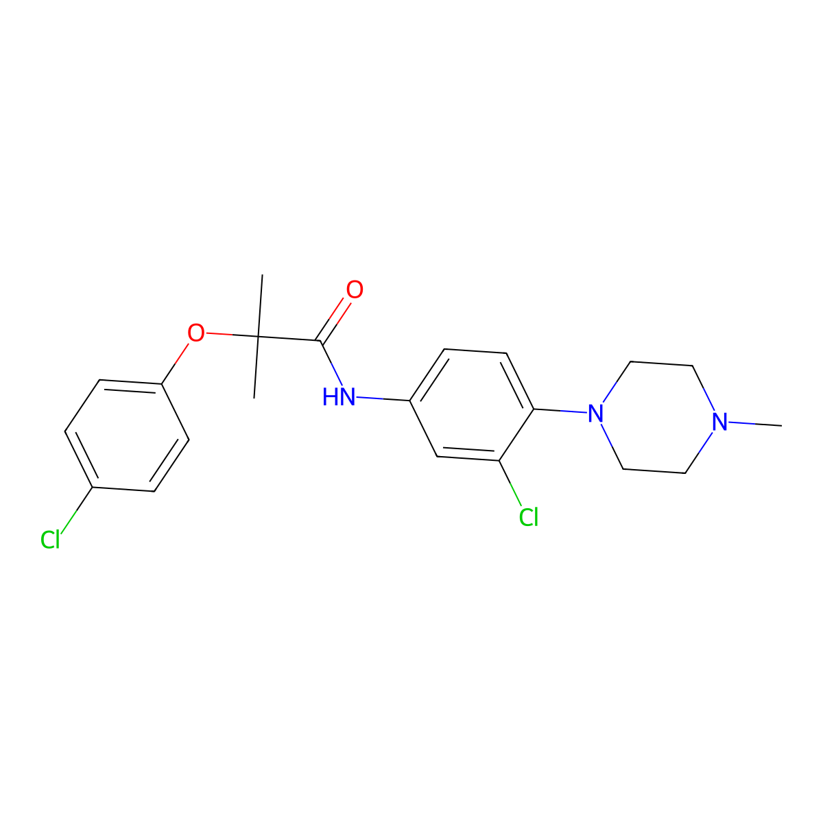 N-[3-chloro-4-(4-methylpiperazin-1-yl)phenyl]-2-(4-chlorophenoxy)-2-methylpropanamide molecular structure, CAS 838404-79-8