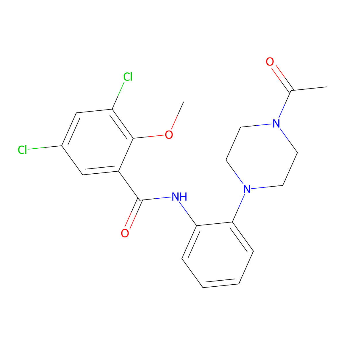 N-[2-(4-acetylpiperazin-1-yl)phenyl]-3,5-dichloro-2-methoxybenzamide molecular structure, CAS 838406-12-5