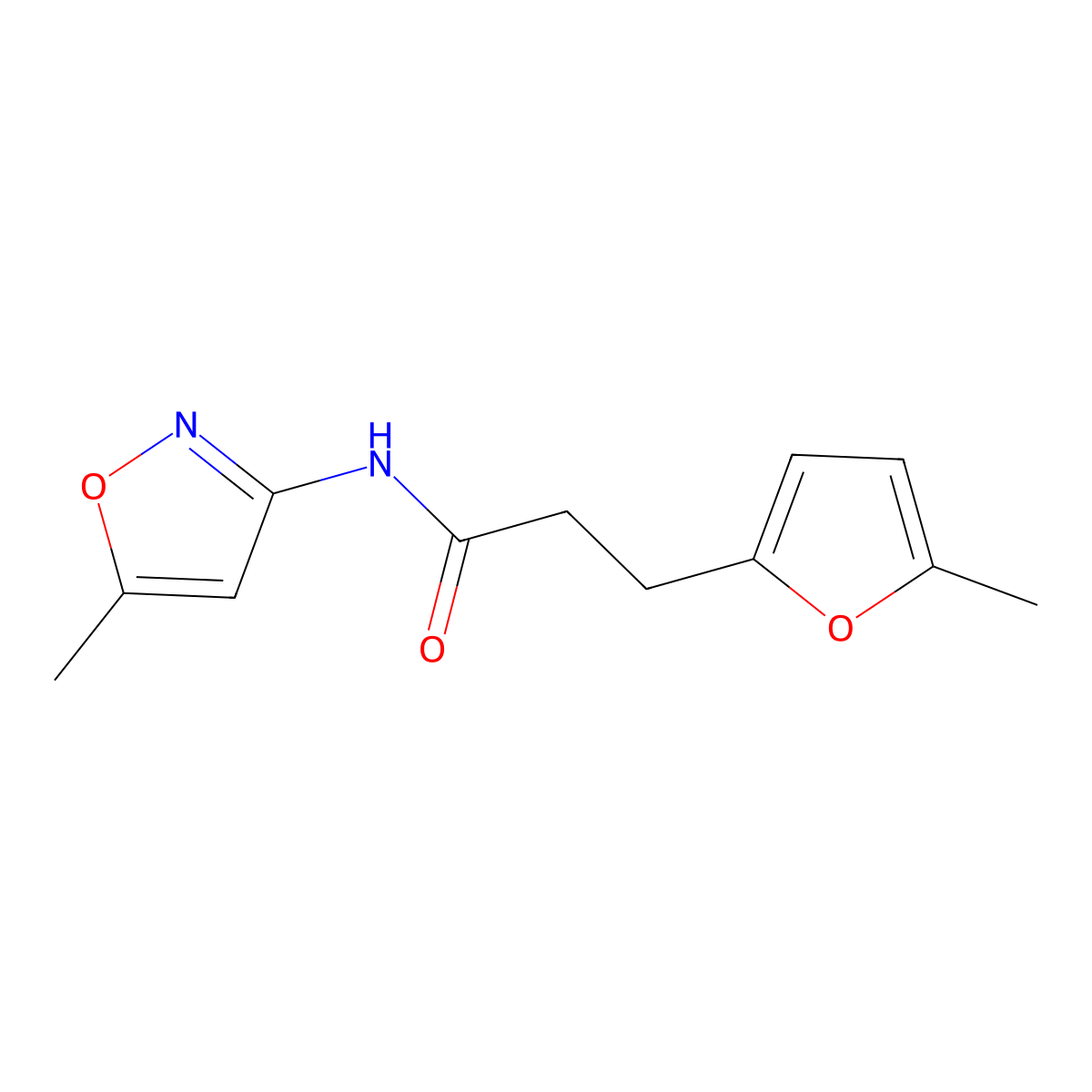 3-(5-methylfuran-2-yl)-N-(5-methyl-1,2-oxazol-3-yl)propanamide molecular structure, CAS 838406-24-9