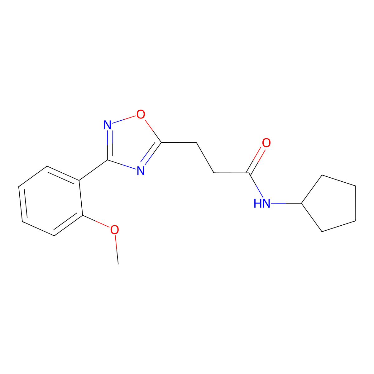 N-cyclopentyl-3-[3-(2-methoxyphenyl)-1,2,4-oxadiazol-5-yl]propanamide molecular structure, CAS 838406-47-6